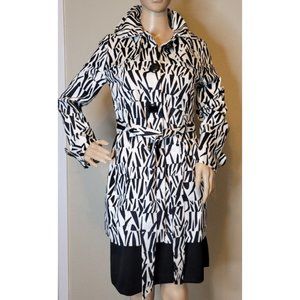 Sz S Luii Anthropologie Animal Print Button Front Lined Trench Style Coat Jacket